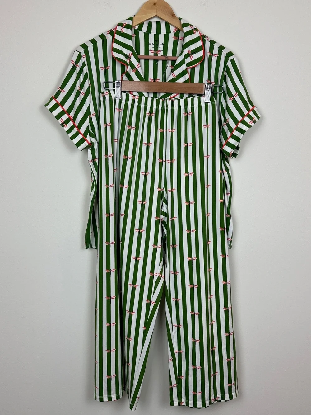 kate spade Green and White Striped Pajama Set Sz XL
